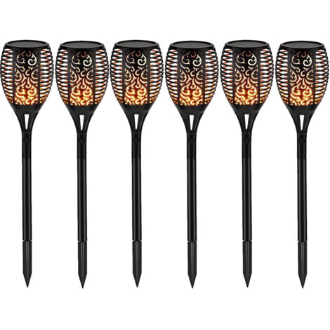 6-Pack 12 LED Solar Flame Torch Light Flickering Blue Purple Waterproof Light Garden Lawn Path Yard Outdoor Decoration (1/5)
