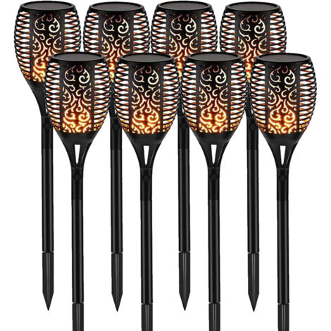 8-Pack 12 LED Solar Flame Torch Light Waterproof Solar Light Outdoor Lighting Flickering Landscape Lawn Lamp Garden Decoration (1/5)