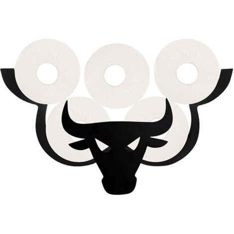 Cute bull-shaped decorative toilet paper holder, wall-mounted tissue storage rack, holds 7 rolls (1/4)