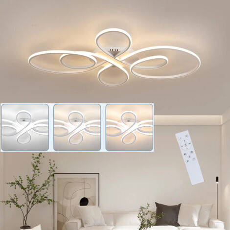 Dimmable LED Ceiling Light, 80 cm, 60W — Modern White Fixture for Bedroom, with Remote Control — Large Size, Ideal for Living Room, Dining Room, Office (1/5)