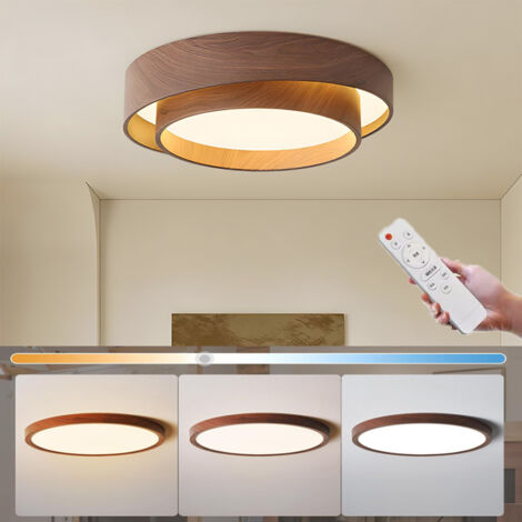 Modern dimmable LED ceiling light, wood look, round recessed, 50 cm, suitable for bedrooms, living rooms, bathrooms, laundry rooms and entrances (1/5)