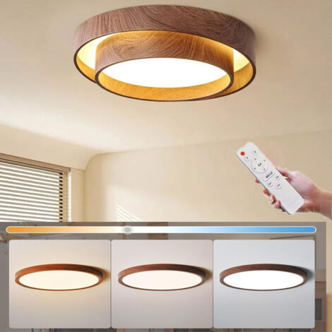Modern dimmable LED ceiling light, wood look, round recessed, 40 cm, suitable for bedrooms, living rooms, bathrooms, laundry rooms and entrances (1/5)