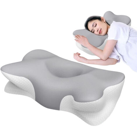 Butterfly-shaped memory foam pillow, cervical support pillow, ergonomic, neck pillow, orthopedic pillow, gray (1/5)