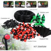 50m Automatic Garden Irrigation Watering System for Vegetables and Flowers, Drip Kit, Adjustable Nozzle, 1/4" PVC Hose Coupling Adapter