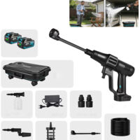 Electric High Pressure Washer, Sprayer, Portable Car Wash Spray Gun, Watering Tool, Suitable for Car Wash (2 Batteries and Collapsible Bucket)