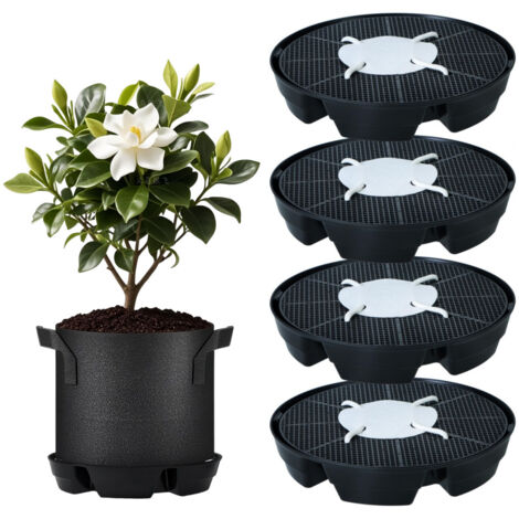 Juego de macetas autorriego de cuatro piezas, 1 bolsa de plantación, bandeja para plantas autorriego, base para maceta, plantación de jardín