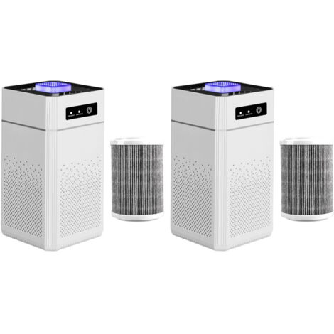 Purificador de aire para habitaciones grandes con sistema de filtración integral, área de cobertura para humo y caspa de mascotas (paquete de 2)