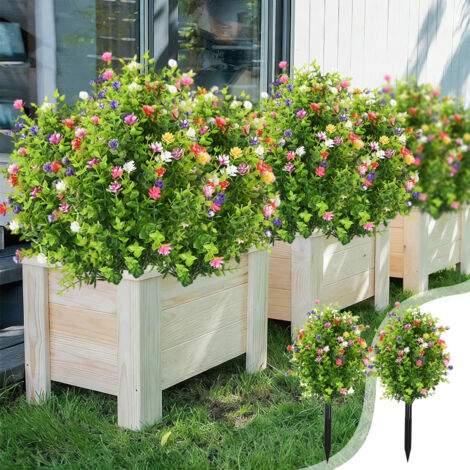 Juego de 2 camelias artificiales, decoración con plantas artificiales, arbusto artificial resistente a los rayos UV, colorido.