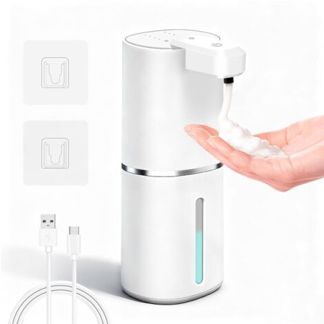 LEDANDER Dispensador de jabón espumoso de pared — Sensor automático (4 niveles ajustables) — Impermeable — Apto para baños y cocinas