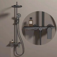 Juego de ducha mural, grifería para ducha de baño, mezclador de ducha con teleducha, negro