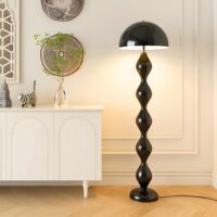 Lámpara de pie única con forma de hongo, estilo moderno, ideal para salón, sofá y dormitorio, negra, luz tricolor.