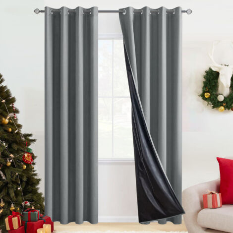 LEDANDER Blackout and Sound-Absorbing Curtains, 132 x 241 cm, Romantic and Minimalist Design, Ideal for Bedrooms, Dining Rooms, and Living Rooms (Set of 2)
