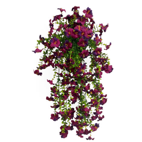 Set of 4 Artificial Morning Glories, Hanging Floral Decoration for Indoor and Outdoor Use, Red-Pink