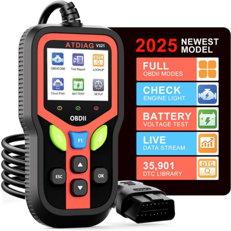 LEDANDER OBD2 V321 Car Scanner, Multilingual Fault Detector, Enhanced Car Scanner, Compatible with All Vehicles Manufactured Since 1996 (1/5)
