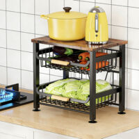 LEDANDER 3-Tier Fruit and Snack Storage Basket for Kitchen, with Handle and Sliding Metal Drawer for Countertop and Office.
