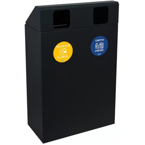 Bidone differenziata 2 scomparti 120 litri antracite con copertura (1/5)