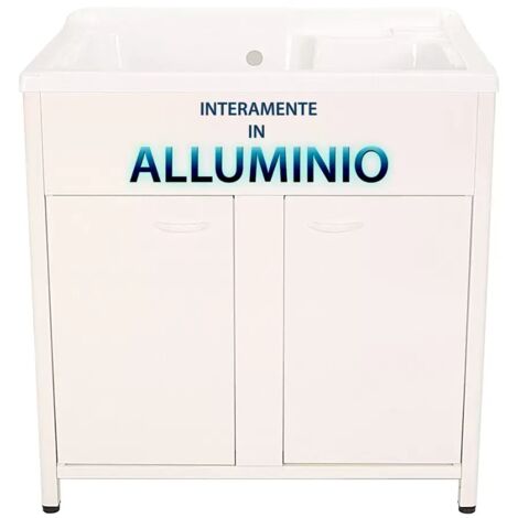 Mobile lavanderia con lavatoio L75 P60 doppia vasca alluminio (1/5)
