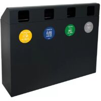 Pattumiera differenziata 4 scomparti antracite con copertura