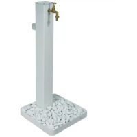 Fontanella bianca da giardino 95 cm con ciottoli