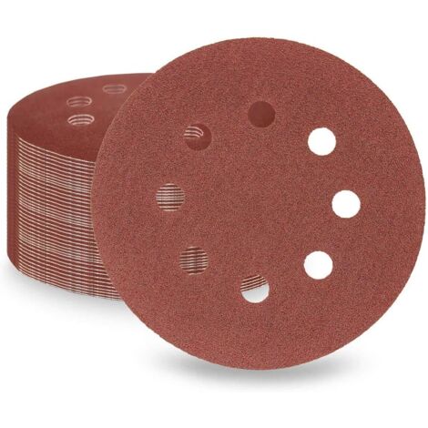 ZOLGINAH 100 Grain Feuilles Abrasives 50pcs, 125mm 5 pouces 8 trous Disques Abrasifs pour Ponceuse Orbitale et tous les Outils Oscillants (100 x 50pcs) (1/5)