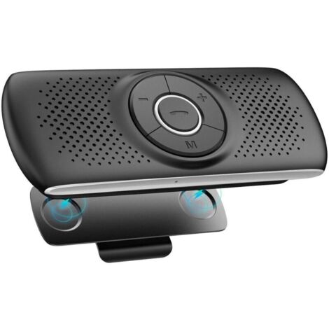 Kit mains libres voiture Bluetooth 5.0 Haut-parleur avec réduction de bruit Reconnexion automatique Clip magnétique et slot carte TF