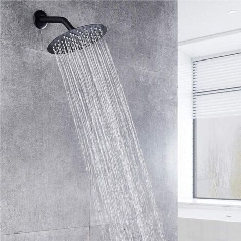 10 pouces pommeau douche Rond fixe tête de douche en acier inoxydable Noir à 180 ° rotatif puissant Haute pression Spray de pulvérisation de salle de bains salle de bains Pommes de douche fixes (1/5)