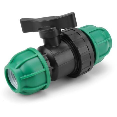 Vannes à Bille de Raccordement de Tuyau PE, 25 mm Raccord de Tuyau Robinet à Boisseau Sphérique à Double Ecrou, Vanne Pour Convient Pour les Piscines et L'irrigation Agricole