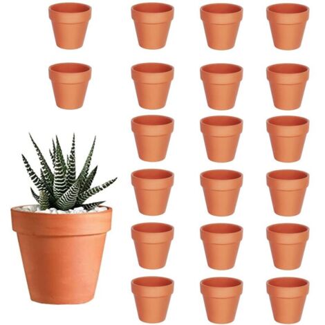 20 Terre Cuite Mini Pots de Plante/de Fleurs/de Poterie en Argile, en Céramique avec Trou de Vidange, pour Cactus Intérieur Extérieur Plantes Maison Succulentes (3,5 x 3 cm)