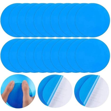 Rustine Matelas Gonflable Kit, Patchs de Réparation Ronds Autocollants en PVC pour Revêtement de Piscine, Rustines Gonflables pour Piscine 20pcs