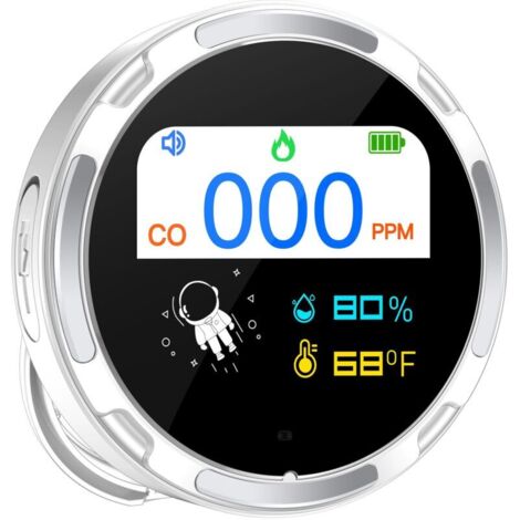 Detecteur Monoxyde Carbone Détecteur CO2 Moniteur Qualité, 6 en 1 Détecteur Monoxyde de Carbone CO2 Alarme Moniteur de Dioxyde de Carbone CO2 Monitor HCHO TVOC Température Humidité (1/5)