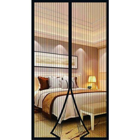 Moustiquaire Porte Fenetre Aimantée Magnetique, Rideaux Anti Mouches pour Porte, Rideaux Toile Insect Ecran, Moustiquaire Baie Vitree Coulissante, Magnétique Moustique Sans Perçage (110 x 210cm, noir) (1/5)