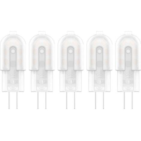 5X G4 Ampoule Lampe LED 2W Lampe Bulb 12 SMD 2835LEDs Blanc Chaud 3000K Spotlight Haute Luminosité 200LM Plastique Laiteux Ampoule LED AC/DC12V [Classe énergétique A+] (1/5)