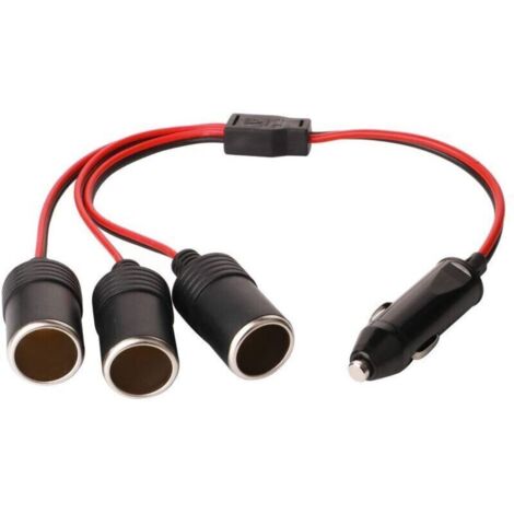 1 à 3 Allume-Cigare Câble D'extension, Voiture Allume Cigare Socket Mâle vers Femelle, DC 12V 24V Adaptateur Répartiteur 1 à 3 Splitter avec lumières LED Prise Mâle Avec Fusible (1/5)