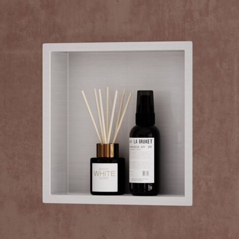 Niche de douche à carreler 30x30cm Étagère murale en acier inoxydable Montage vertical/horizontal Espace supplémentaire pour savons et shampoings