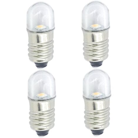 Bulbe LED E10 4PCS 1x0, 4 pouces 6500k 3V Remplacement E10 Bulbe avec couvercle transparent pour lampe de poche, signe LED, lampe (1/5)