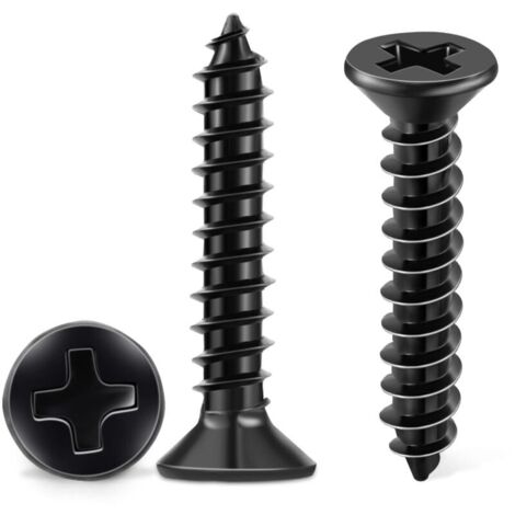 100 PCS Vis Inox 18-8 A2 Tête Fraisée Cruciforme PH Ø 4 x 25 mm noire Vis Autotaraudeuses, Inoxydable Oxyde Noir Bricolage Vis à Bois M4 (1/5)