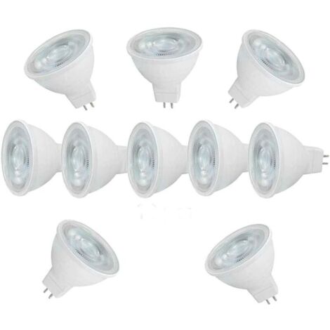 Lot de 10 MR16 LED 6W 600 Lumens MR16 60W Halogène Equivalent Remplacement Blanc Froid 6000K, Angle de Faisceau 120°AC 220-240V PAS Dimmable Ampoule GU5.3 Spot