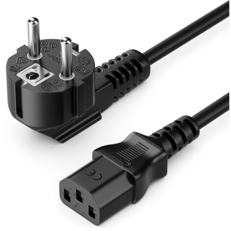 1m Câble d'alimentation Contact de Protection Fiche Type F, Le Connecteur d'alimentation C13 Connecteur Femelle PC Moniteur d'Ordinateur Imprimante Beamer - Noir (1/5)