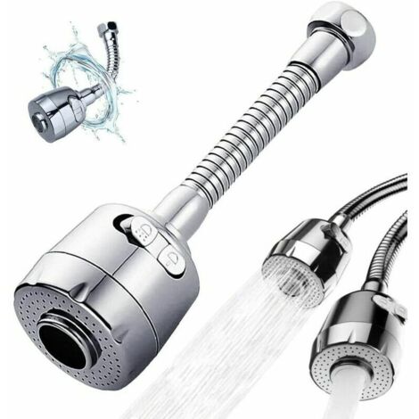 Embout de robinet, rallonge de robinet de cuisine, ventilateur de robinet, rallonge de robinet de pulvérisation, rallonge de robinet rotatif à 360 °, mode mousse et pluie, 17 cm… (1/5)