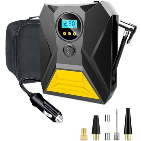 Gonfleur Pneus Voiture, 12V Compresseur À Air Portatif avec Fonction Mémoire, 3 Adaptateurs de Buses, Gonflage Rapide Compresseur pour Vélo (1/5)