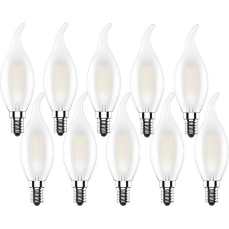 E14 Ampoule LED Bougie,4W Ampoule Flamme,Filament LED Blanc Chaud 2700K,Edison Lampe Forme de Bougie 400LM,Non Dimmable,Mat,10 Pièces [Classe énergétique E] (1/5)