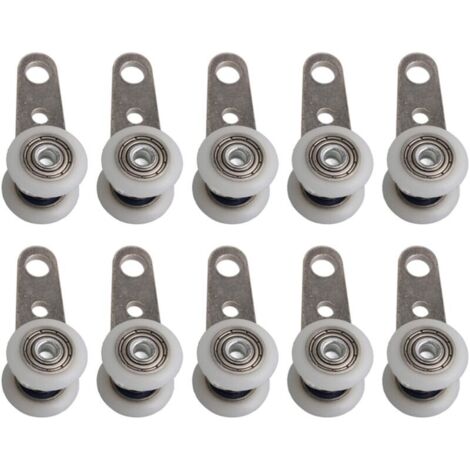 Lot de 10 roulettes en métal et plastique 4,5 x 1,9 cm Capacité de charge 20 kg Pour baies vitrées et portes coulissantes