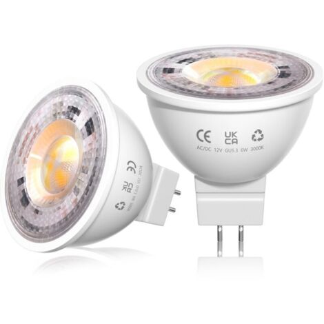 Ampoules LED MR16 Blanc Chaud 3000K, Ampoules LED GU5.3, Ampoule Spot LED 12V, 6W=50W Lampe Traditionnelle, 38° Angle, Non-Dimmersible, Lot de 2, LTB-GU5.3-WW [Classe énergétique A] (1/5)