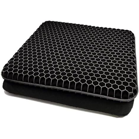 Coussin de Chaise,Coussin de Gel Respirant, Coussin Anti Escarres, Soulage la Pression sur Le Orthopédique avec Housse Antidérapant pour Voiture/Bureau/Maison/Fauteuil Roulant (Noir) (1/5)