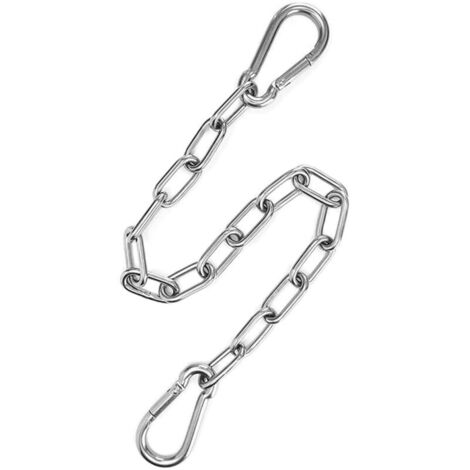 Chaine INOX,Chaîne de Chaise Suspendue,1mx3mm Chainette INOX avec 2 Mousquetons pour Chaise Suspendue,Sac de Frappe,Balançoire