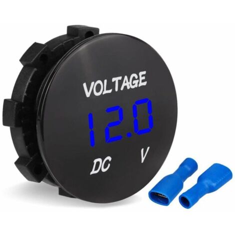 Voltmètre Moto, Voiture Moto Led Affichage Numérique Voltmètre Dc Voltmètre 12V-24V pour Bateau Moto Camion Marine (Bleu) (1/5)