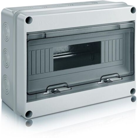 Coffret Electrique Etanche Exterieur, IP65 Boîtier de Distribution en Saillie 12 Modules avec Terminaux, ABS de Surface en Plastique pour une Utilisation à l'extérieur (12 MODULE) (1/5)