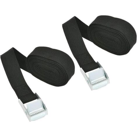 2 pièces Sangle d'Arrimage 2.5x300 cm Sangle à Cliquet Sangle à Griffe pour Attacher Les Bagages, Moto, Voiture, Porte Vélo (1/5)