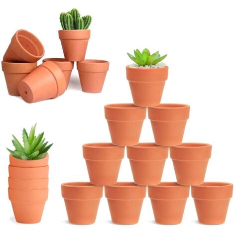 20 Pot Terre Cuite, Pot de Fleur Terre Cuite, Mini Pot de Fleur en Céramique avec Trou de Vidange, Pot Plante Intérieur pour Cactus Intérieur Extérieur Plantes Maison Succulentes (4,8 x 4 cm)