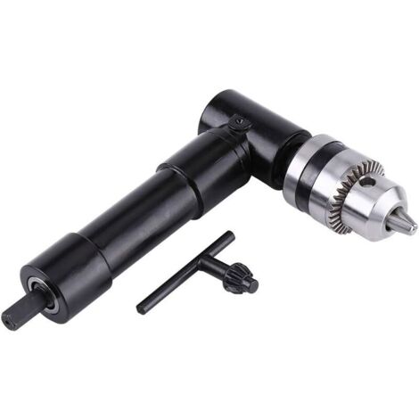 Mandrin d'extension à tête en métal à angle droit pour perceuse électrique,Adaptateur de Mandrin à Angle Droit Auto-Serrant pour Perceuse électrique 8 mm (1/5)
